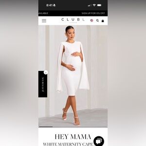 Club L London White Maternity Cape Dress Size 4